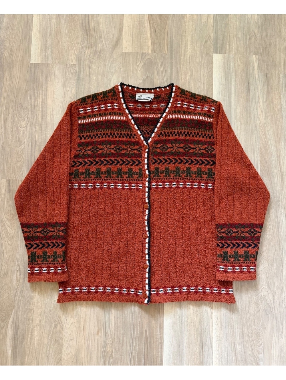 Vintage Marie Claire Burnt Orange Aztek Pattern Cardigan